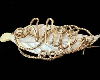 Leaf Brooch with Wire Overlay