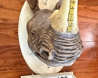 Hornsbys Hard Cider Rhino Head Wall Mount with Dress Code Sign