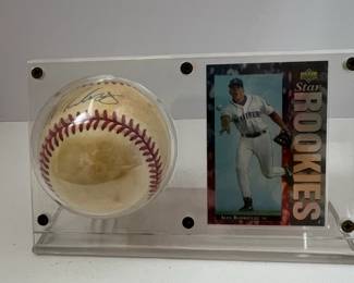 Alex Rodriguez Signed Baseball and Card Display