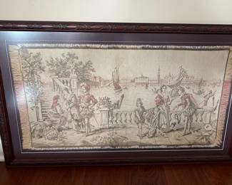Framed Jacquard Tapestry with Venetian Scene