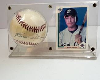 Bernie Williams Signed Baseball and Score Card