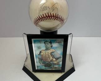 Javy Lopez Autographed Baseball and Trading Card