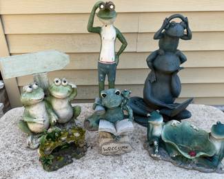Assorted Resin Garden Statues - Frogs, Angels, Safari Animals
