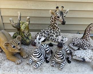 Assorted Resin Garden Statues - Frogs, Angels, Safari Animals