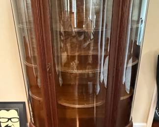 Curved Glass China Cabinet with Ball and Claw Feet