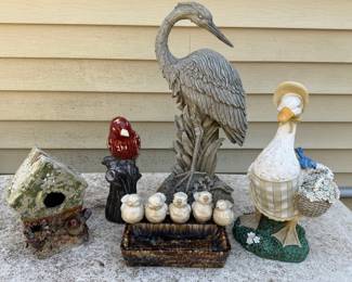 Assorted Resin Garden Statues - Frogs, Angels, Safari Animals