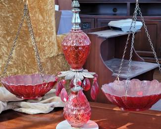 Red glass decorative scales