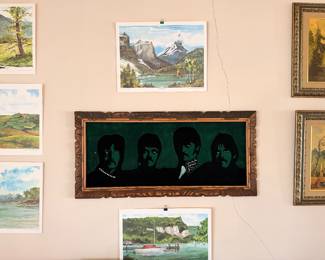 An incredible vintage velvet Beatles wall hanging