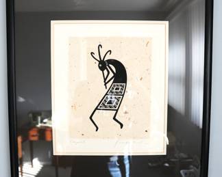 Native American Print, Kokopelli Deity, Signed Quackenbush