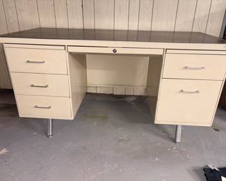 Mid Century Modern Metal Tanker Desk w/Formica Top!