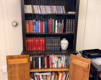 Black Wood 4-Shelf Bookcase w/Awesome Book Collec tion!