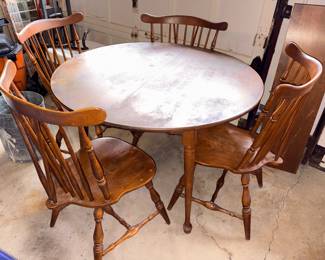 VTG Heywood Wakefield Maple Dining Table w/1 Leaf & 4 Windsor Chairs!
