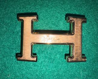 Hermes Gold Belt Buckle W/Engraved Horse & Buggy!
