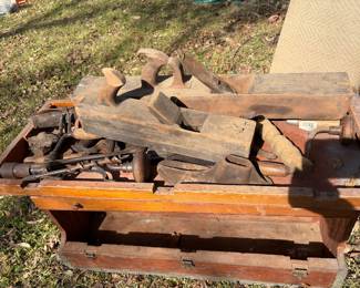 Antique tools, wooden coffin planes