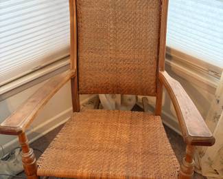 Vintage Wicker wooden rocking chair