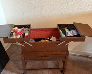 Vintage Sewing Storage Wooden Cantilever  