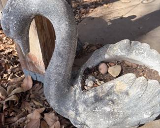 Vintage cement Swan planter