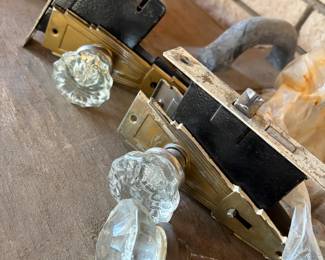 Antique glass door knob and hardware
