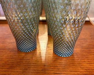 Rare Vintage Fostoria Needlepoint Green Highball glasses