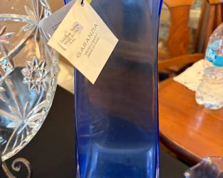 Italian Cobalt Blue Glass Vase by Garanzia 