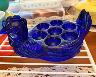 Vintage Mosser Cobalt Blue Glass Chicken egg cups