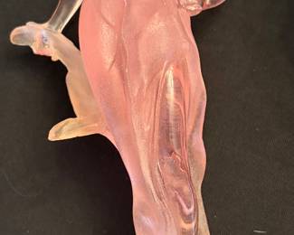 1993 Limited Edition Signed Art Deco Pink Glass Sculpture 