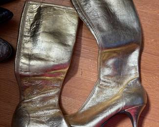 Gold go-go boots