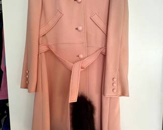 Vintage pink coat with fur trim