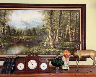 Antique mantle clock & vintage brass dealer