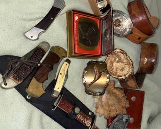 Just a small portion of the knives and belt buckles 