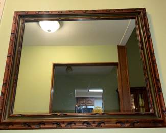 MCM carved wood wall mirror 