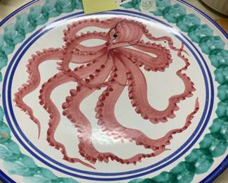 #153	Veitri Italy Octopus Fish Plate Handpainted 15" Diameter Platter	 $25.00 
