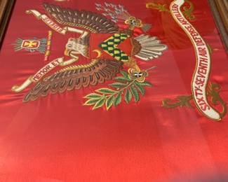 #100	silk embroidery of eagle framed in gold 24x20	 $75.00 
