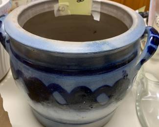 #160	Vintage Sale Glazed Double Handled Crock - 8" D x 7" T	 $30.00 
