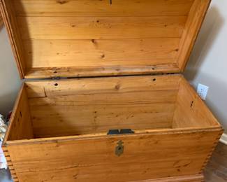 #7	hand made camel back trunk with dove tail edges iron hardware maple44x23x28	 $180.00 
