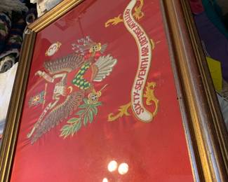 #100	silk embroidery of eagle framed in gold 24x20	 $75.00 
