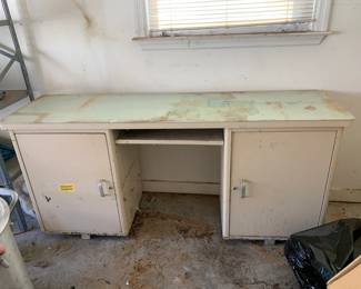 #37	metal desk with 2 doors 66x16x29	 $40.00 
