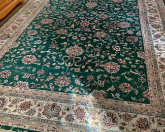 #2	green handknotted wool rug as is worn 5x7	 $100.00 
