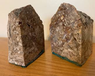 #104	stone bookends of marble 	 $30.00 

