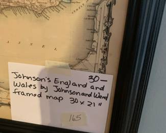 #165	johnson's England and Wales by Johnson and Ward Framed Mat - 30x21	 $30.00 
