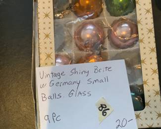 #86	vintage shiny brite w germany small balls glass 9 pc 	 $20.00 
