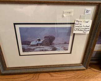 #170	"Farm Road" Print by Geraloh ubeel Signed & Numbered  - Professionaly Matted & Framed - 18.5x16	 $30.00 
