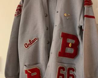 #95	B letterman sweater from 1966 as is finish  gray 	 $20.00 
