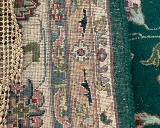 #2	green handknotted wool rug as is worn 5x7	 $100.00 
