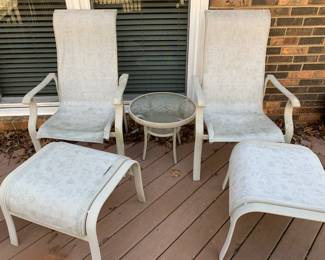 #53	as is 2 chair 2 stools table case aluminum patio set as is seat 	 $40.00 
