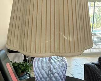 Vintage Glass Table Lamp with Pleated Shade