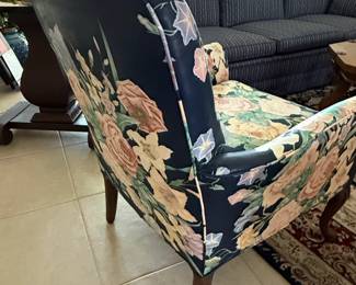 Vintage Floral Upholstered Wingback Accent Chair with Matching Pillow second image