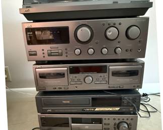 JVC Component Stereo System with Turntable, Receiver, Cassette Deck, CD Player, and VHS Player