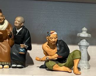 Vintage Hakata Urasaki Japanese Ceramic Figurines Set