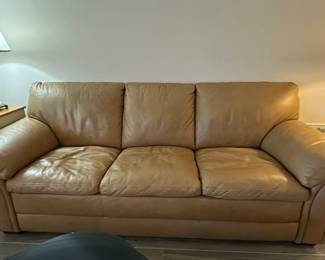 Tan Leather ThreeSeater Sofa